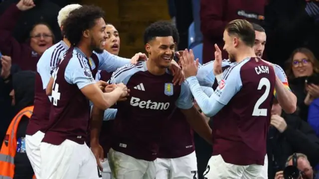 Ollie Watkins celebrates scoring for Aston Villa against Brentford in the Premier League