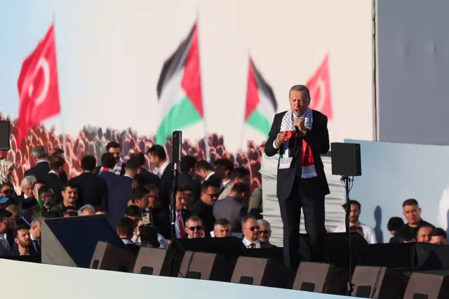 President Erdogan at a rally in Istanbul