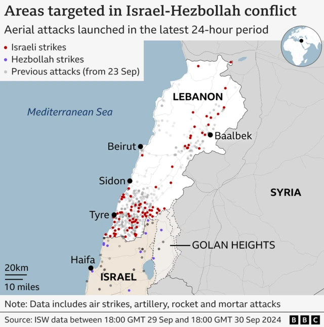 Map of strikes