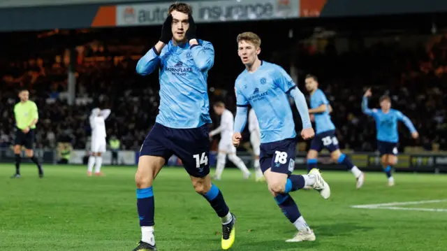 Crewe striker Jack Lankester celebrates his equaliser at Port Vale