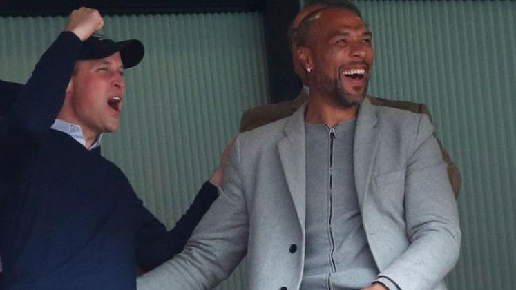 Prince William with former Aston Villa striker John Carew in 2019