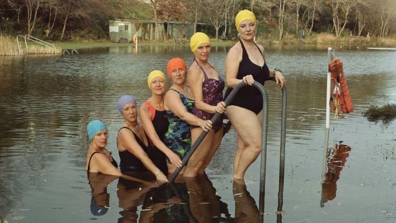 A group of women in a lake in Henleaze in Bristol