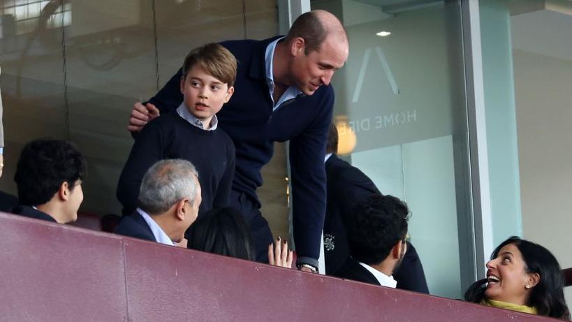 Prince William with eldest son George at Aston Villa vs Nottingham Forest at Villa Park in April 2023