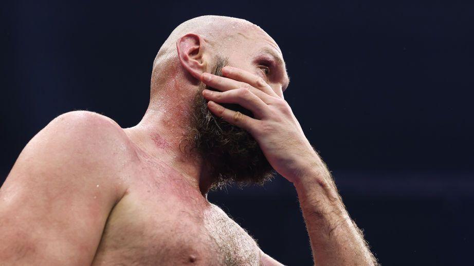 Tyson Fury looks dejected in the ring after losing his rematch to Oleksandr Usyk