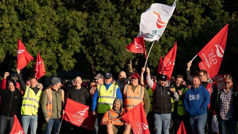 Unite members stand on picket line at Port of Felixstowe