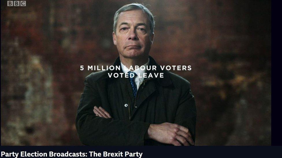 Screen grab from Brexit Party election broadcast