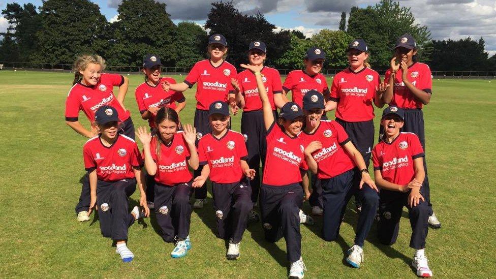 Grace and her cricket team at Essex Cricket