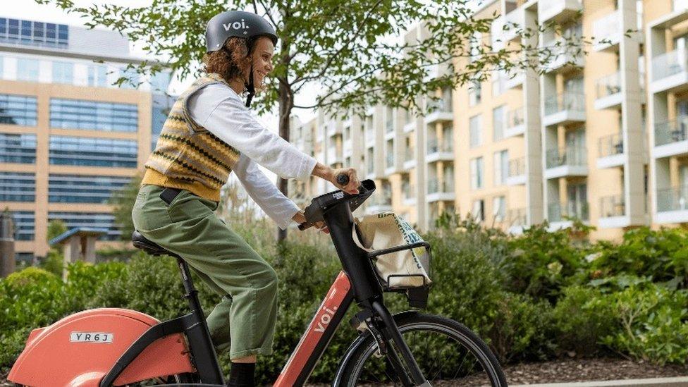 Woman on an electric bike