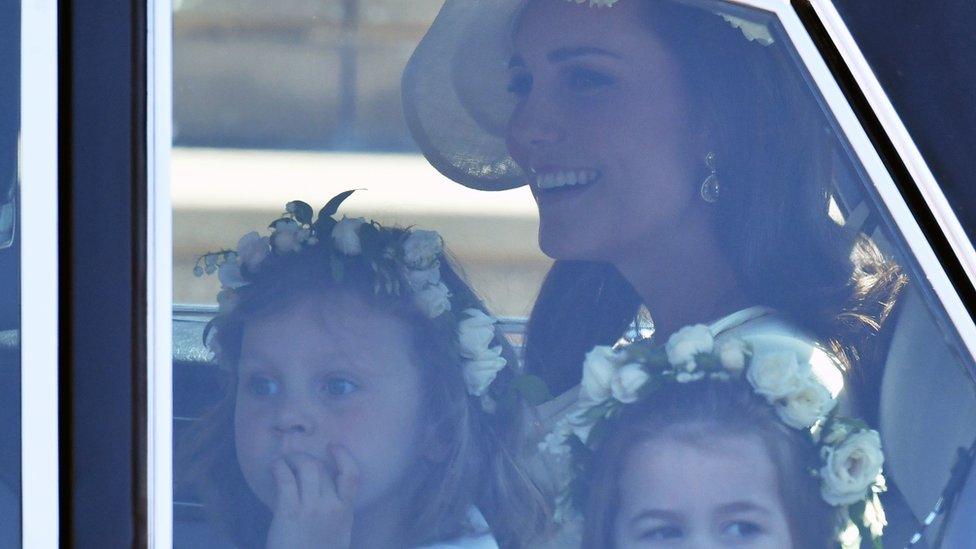 The Duchess of Cambridge arrives with Princess Charlotte