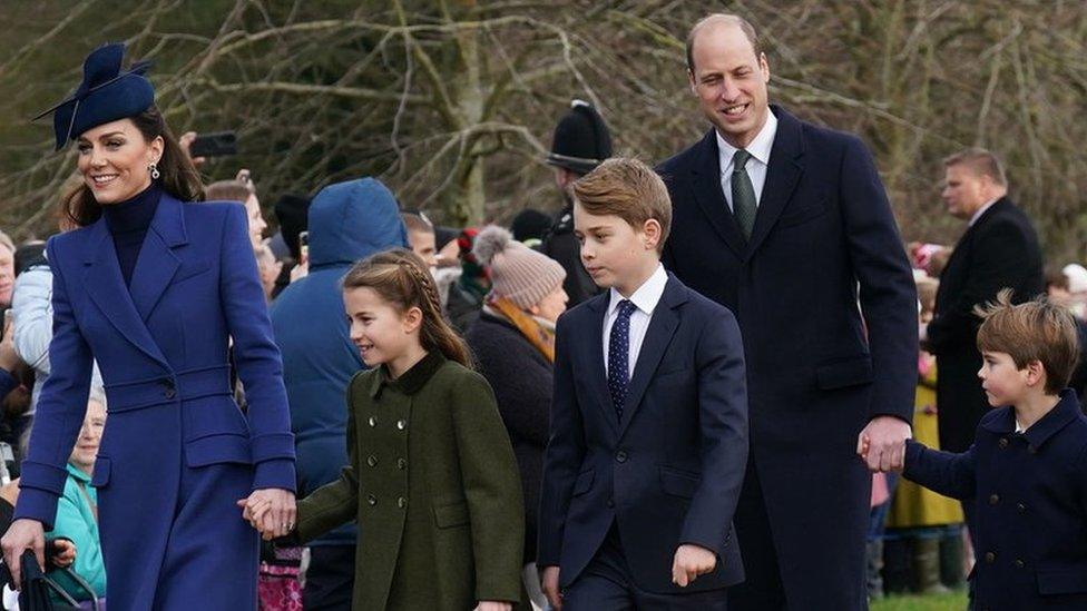 The Prince and Princess of Wales with their three children George, Charlotte and Louis