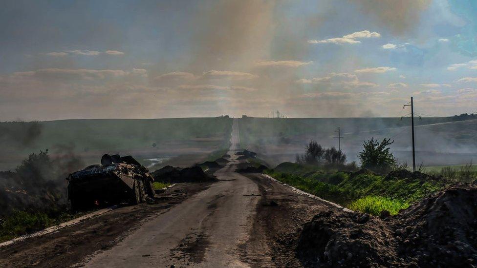 Russian forces have bombed the main road from Lysychansk to Bakhmut, but have so far failed to block it