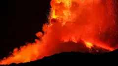 Lava spewing from the top of Etna