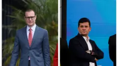 Montagem de Cristiano Zanin e Sergio Moro, dois homens brancos de meia idade