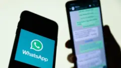 Tela de celular com o símbolo do WhatsApp