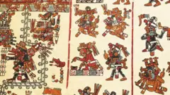 Fotografia de página do Codex Mexicanus 1, com ilustrações que indicam uso de alucinógenos pelas culturas mesoamericanas