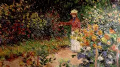 Pintura impressionistas de mulher andando em um jardim