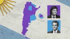 Montagem com o mapa da eleição na Argentina