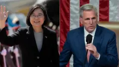 Taiwan president Tsai Ing-wen and American speaker of the United States House of Representatives Kevin McCarthy