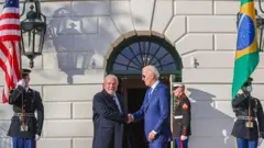 Lula e Biden na Casa Branca em fevereiro de 2023