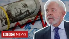 Montagem mostra imagem do presidente Lula com nota de dólar ao fundo