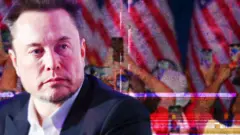 Montagem com imagem de Elon Musk à frente