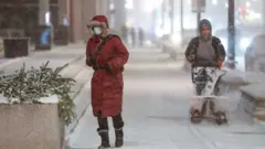 A woman in Chicago in the cold