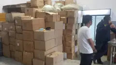 Boxes in a warehouse in Germiston, South Africa