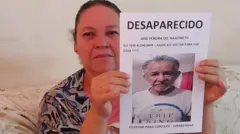 Luana segura cartaz de desaparecimento de José Pereira