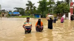 বন্যায় পানিবন্দি হয়ে পড়েছে