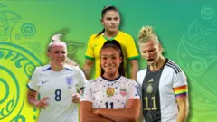 Montagem de atletas de seleções femininas