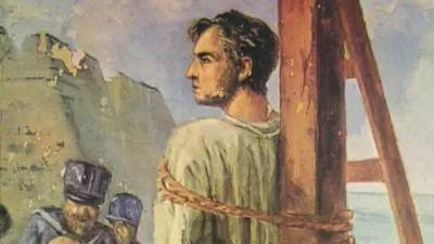 Detalhe da pintura "A Execução de Frei Caneca", de Murillo La Greca, 1924