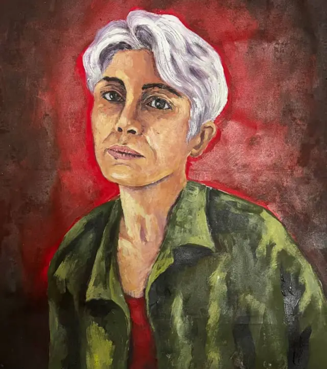 O retrato de Pakhshan Azizi, que foi condenada à morte, pintado por Vida 