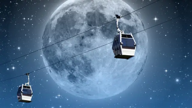 Teleférico e lua