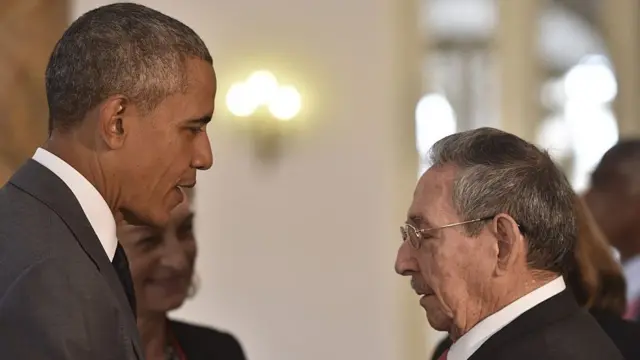 Barack Obama e Raúl Castro em Havana