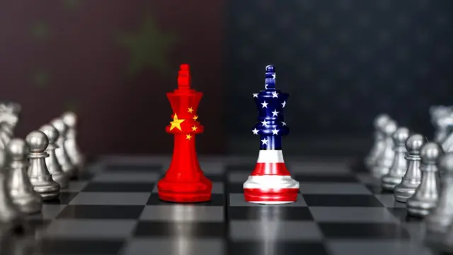 美国、中国国旗