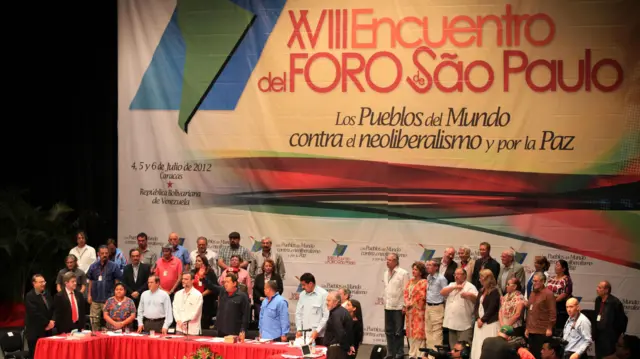 Participantes do 18º encontro do Foro de São Paulo, em Caracas, Venezuela, em julho de 2012