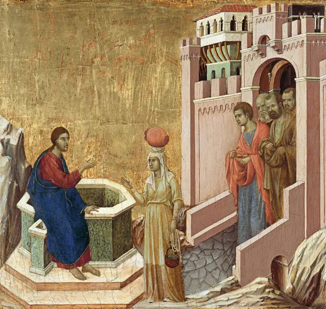 Cristo e a Samaritan, de Duccio di Buoninsegna (1310-1311)