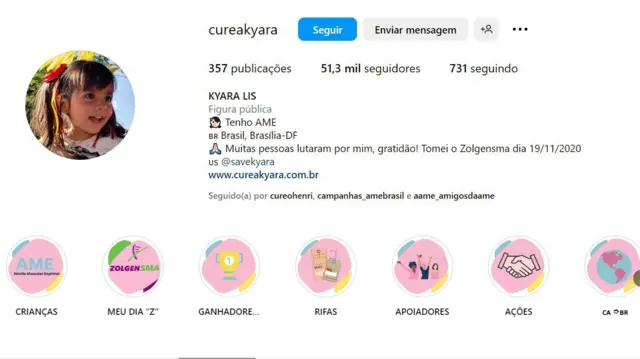 O perfil de Kyara, que já passou pelo 'dia Z' tem mais de 50 mil seguidores