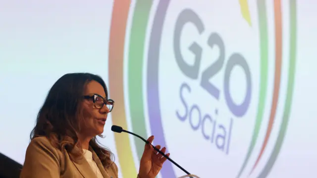 Janja discursa em evento do G20