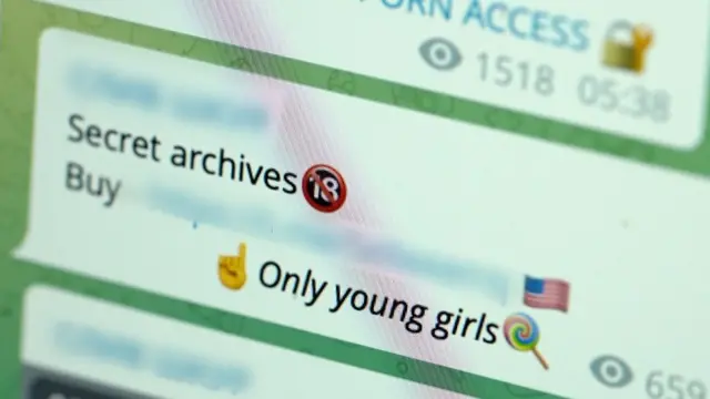 Captura de tela de dentro de um canal do Telegram diz "Arquivos Secretos 18" e "Somente meninas"