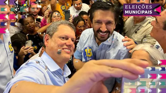 Tarcísio de Freitas e Ricardo Nunes durante evento de campanha