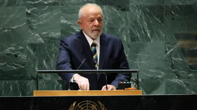 Lula durante discurso na Assembleia Geral da ONU em 2023