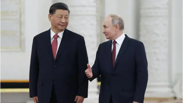 2023年3月21日,普京在莫斯科克里姆林宮會見中國國家主席習近平。