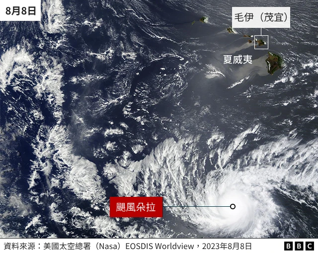 衛星地圖：颶風朵拉（8/8/2023）