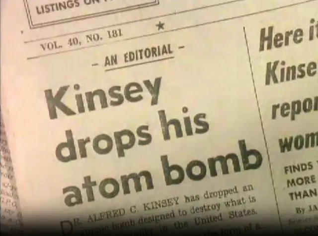 Coupure de journal sur Dr Kinsey.