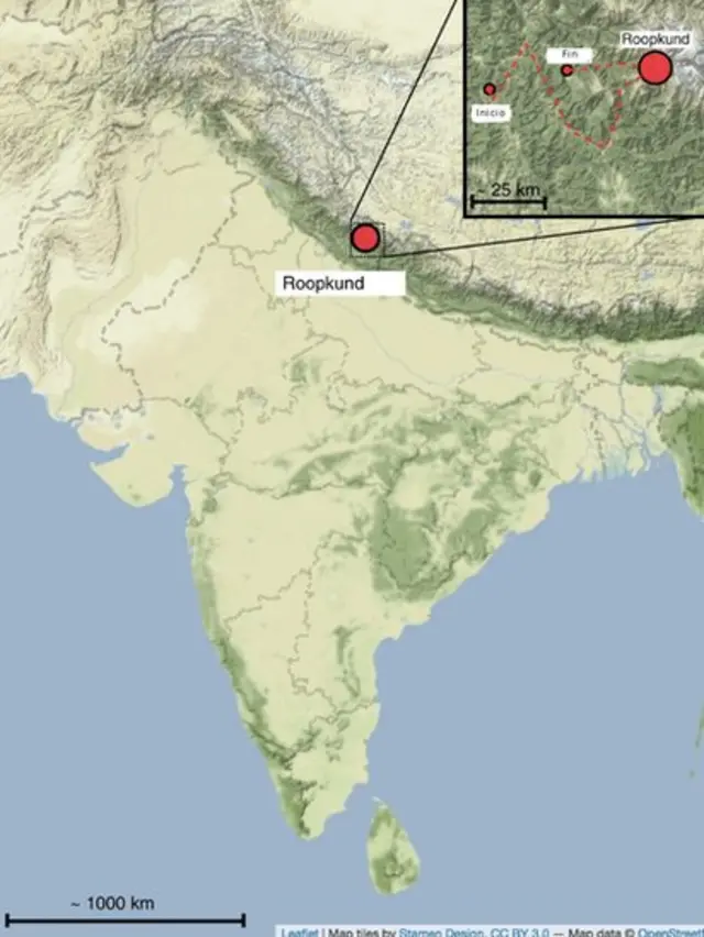 Mapa da área do Lago Roopkund