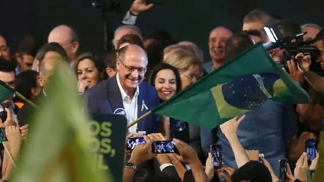 O candidato do PSDB Geraldo Alckmin na convenção do partido