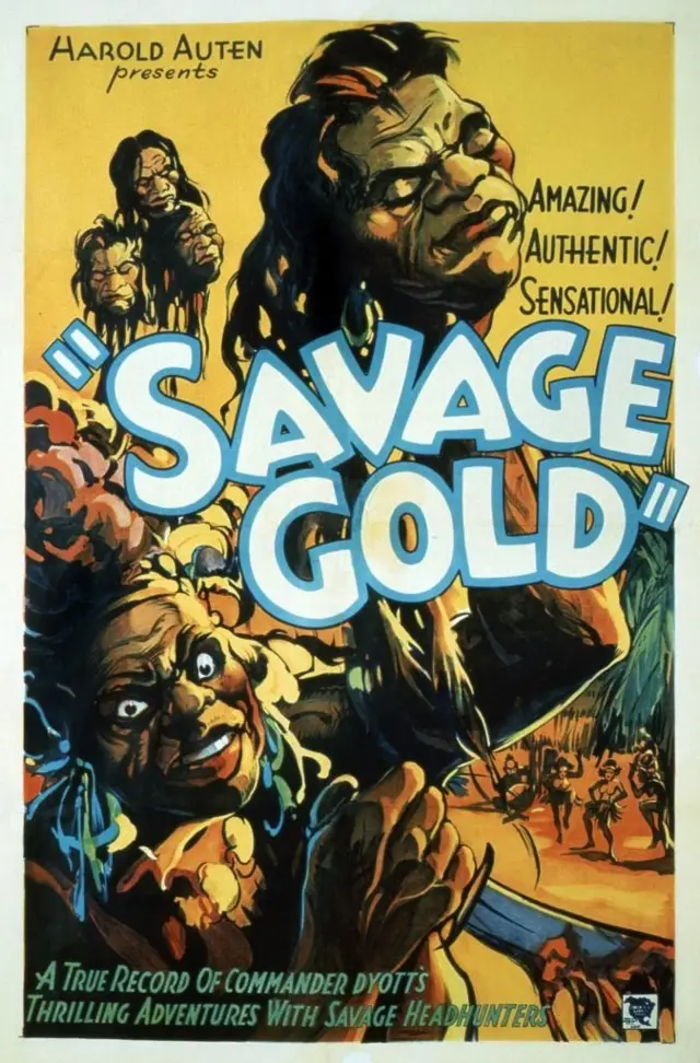 Poster do filme de 1933 "Ouro Selvagem" sobre uma expedição para a Amazônia, morta povo nativo como selvagem