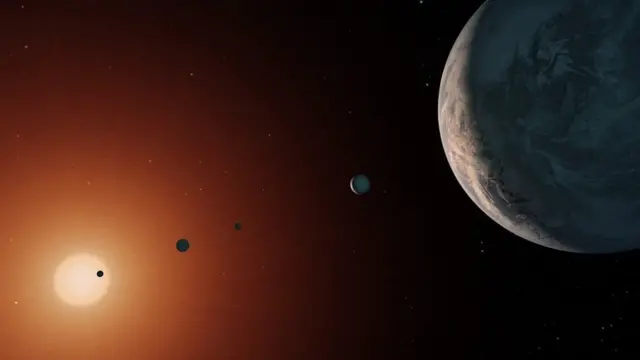 Ilustração de planetas da TRAPPIST-1