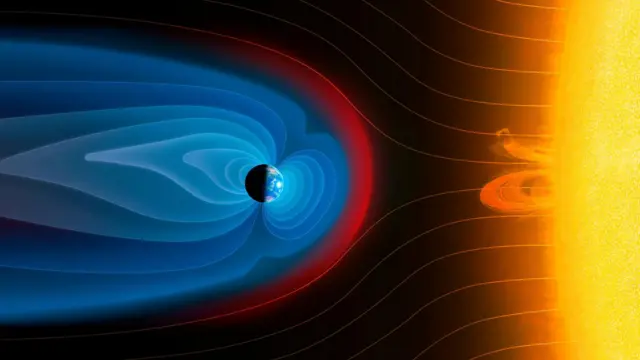 Ilustração de vento solar